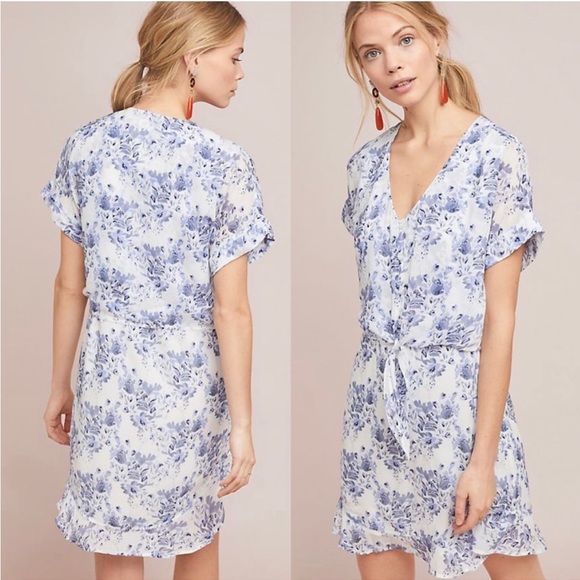 Anthropologie Dresses & Skirts - Cloth & Stone Vivian Tie front blue floral dress